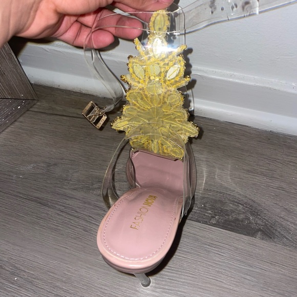 Fashion Nova Embellished Pink Clear Heels - Picture 5 of 5
